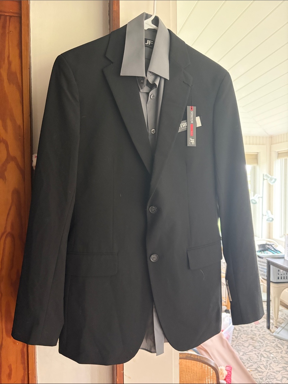 jf j.ferrar Black Men's Two-Button Suit Jacket